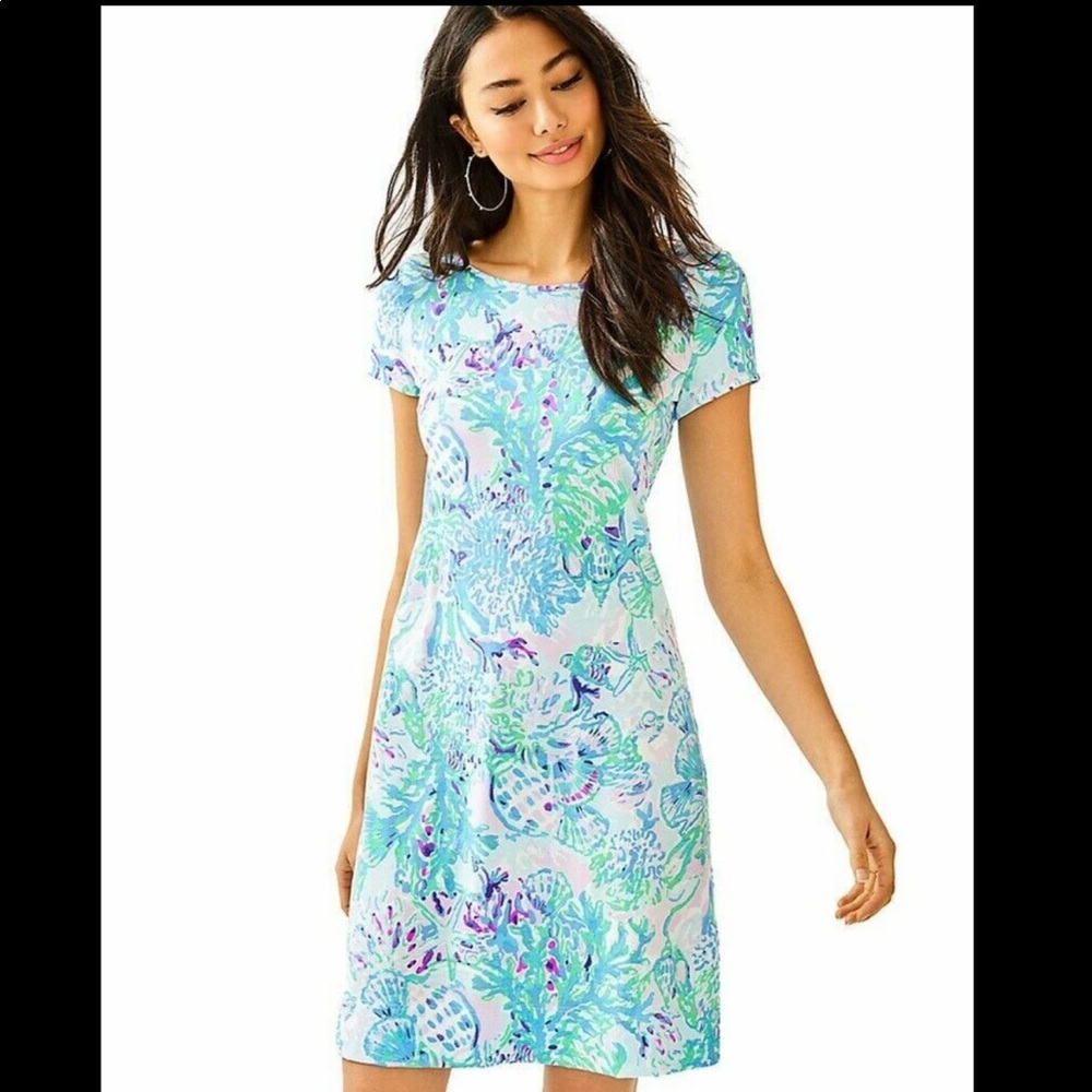 Lilly Pulitzer short sleeve Marlowe dress size large EUC Craysea print